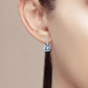 Sky Blue Topaz Diamond 14K 585 White Gold Earrings
