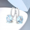 Sky Blue Topaz Diamond 14K 585 White Gold Earrings