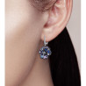 Multi Gems Blue Orchid Flower 925 Sterling Silver Earring