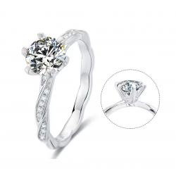 Twisted 1ct Moissanite Diamond 925  Silver Wedding Rings