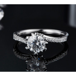 6.5mm Moissanite D color Diamond  gold plated Silver Ring