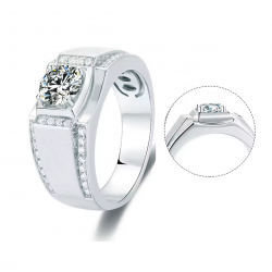 1Ct Moissanite Diamond 925 Sterling Silver Ring For Men