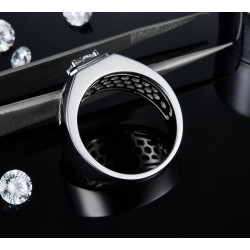 925 Sterling Silver Ring For Men 1Ct Moissanite Diamond