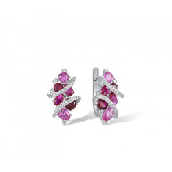 Lab Created Pink Sapphire Ruby Pendant Earrings Ring Set
