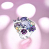 Luxury Amethyst Zirconia Cocktail Ring  Sterling Silver
