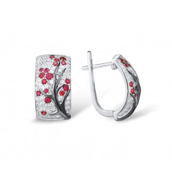 Pink Tree Ruby Sterling silver ring earrings set