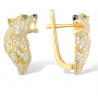 Green Spinel Gold Color Leopard Silver Earrings