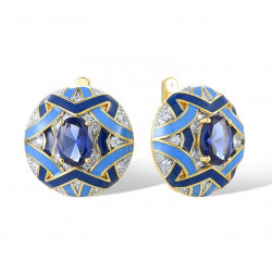 Blue Spinel Enamel Grand Round Silver Jewelry Set
