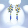 925 Sterling Silver Blue Enamel Dangle Earrings