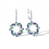Multi-Color Gemstones  Genuine 925 Sterling Silver Earrings