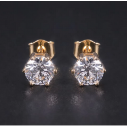 14K,18K Yellow Gold  Moissanite Diamond 6 claws Stud Earrings