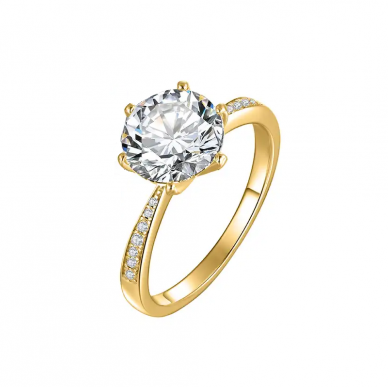 Real 14K yellow,white gold 1.5 Ct Moissanite Diamond Engagement Ring