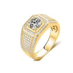 Men's ring 6.5mm Moissanite Diamond 18K,14K Solid Yellow,White Gold
