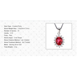 Created Ruby 925 Sterling Silver Jewelry Set