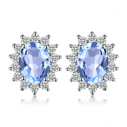 Natural Blue Topaz 925 Sterling Silver Jewelry Set