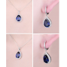 Created Blue Sapphire 12ct Huge Pear 925 Sterling Silver Jewelry set