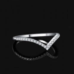 V Shape Stackable Moissanite Wedding Ring 925 Sterling Silver