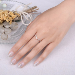 V Shape Stackable Moissanite Wedding Ring 925 Sterling Silver