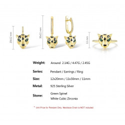 Leopard Gold plated sterling silver set