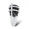Black Spinel White Cubic Zircon Sterling Silver Ring