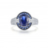 Blue Nano White Cubic Zirconia Sterling Silver Ring