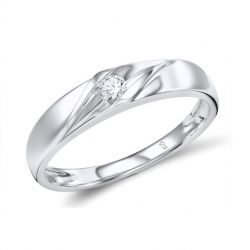 Genuine 18K 750 White Gold Sparkling Diamond Couple Ring 