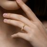 Sparkling Diamond Couple Ring Genuine 18K 750 Yellow Gold 