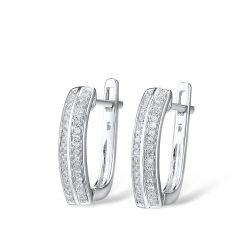 14K 585 White Gold Sparkling Luxury DiamondEarrings For Women