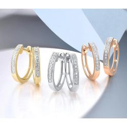  Diamond 14K 585 White/Yellow/Rose Gold Earrings