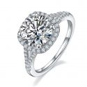925 Sterling Silver Halo Engagement Ring 1.5ct 2 ct 3ct D Color Moissanite Diamond