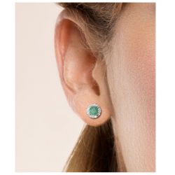 Diamond Genuine 14K 585 Yellow/Rose Gemstones  Stud Earrings