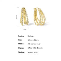 925 Sterling Silver Hoop Earrings For Women White Cubic Zirconia