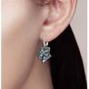925 Sterling Silver Blue Lily Flower Pendant Earrings Ring Set 