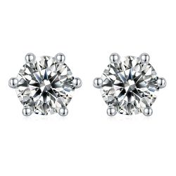 18K Gold Plated 925  2 ct Silver Stud Earrings Round Moissanite