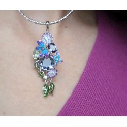 Genuine 925 Sterling Silver Purple Butterfly F Necklace 