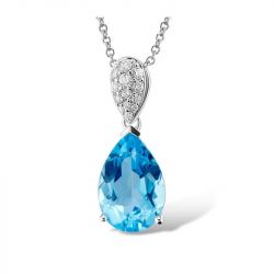  Sky Blue Crystal Stones Drop Earring Pendant Set 925 Sterling Silver