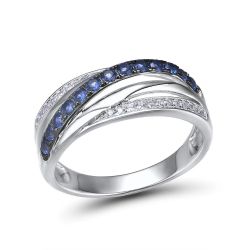 925 Sterling Silver Blue White Cubic Zircon Ring