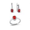 Red White Zircon Jewelry Silver set 